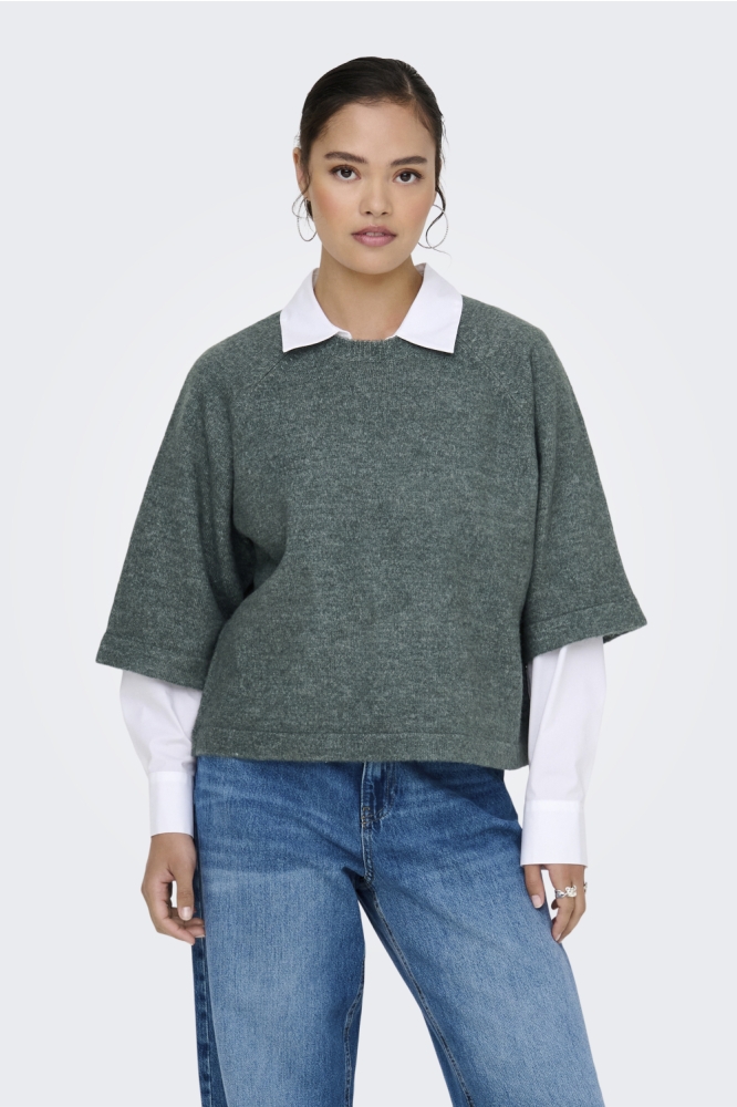 ONLSIMONI 3/4 PULLOVER KNT NOOS 15333199 BALSAM GREEN/MELANGE